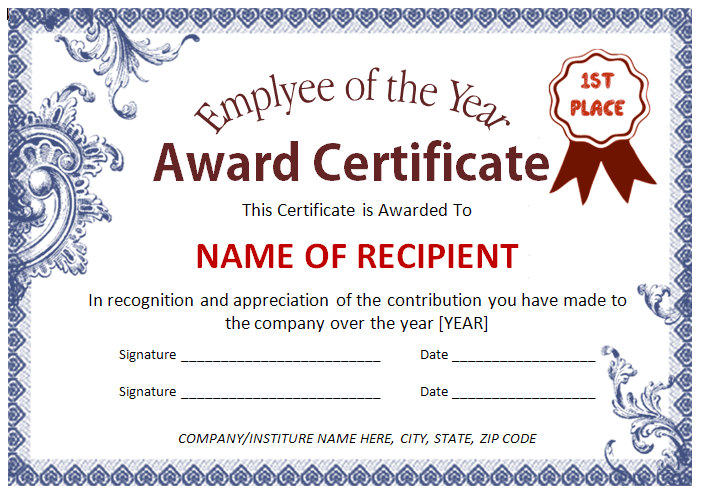 printable award certificates for business