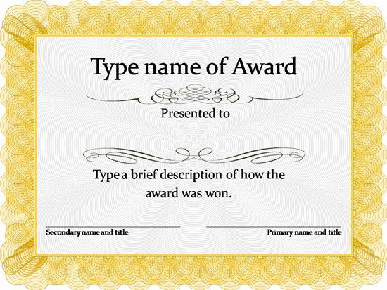 Template For Certificate Of Award 6 In 2020 | Blank Throughout ...