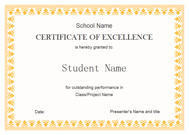 printable award of excellence certificates