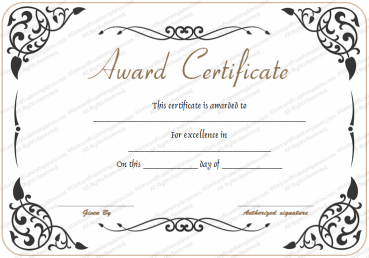 printable award of excellence certificates