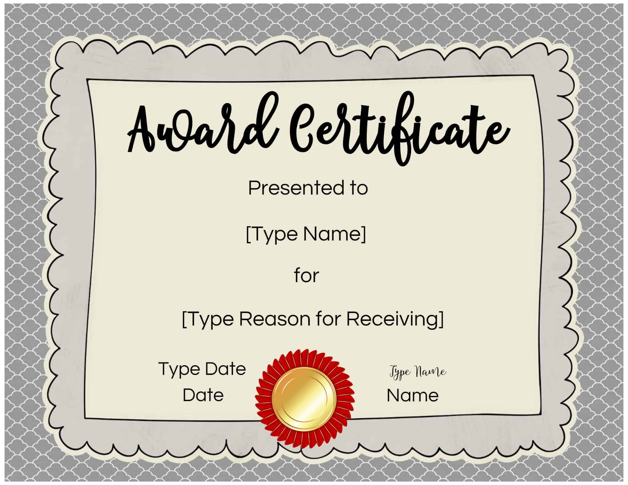 printable awards for elementary students free