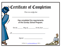Printable Sunday School Program Certificate of Completion