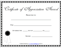 Free Printable Certificates of Appreciation Awards Templates