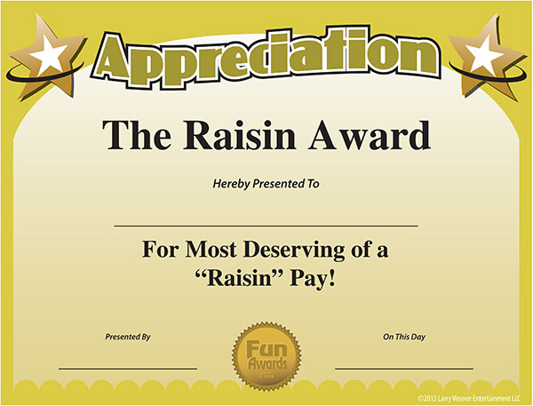 printable awards of appreciation