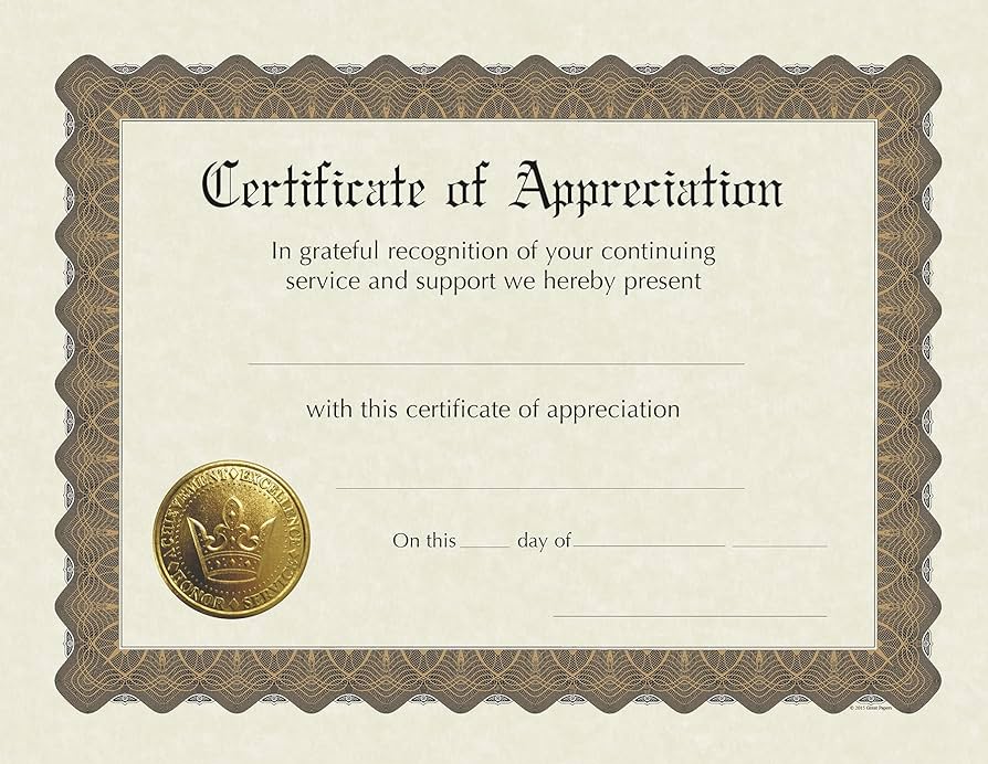 printable awards of appreciation