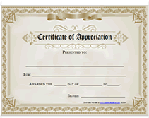 printable awards of appreciation