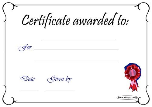 Printable Blank certificate award