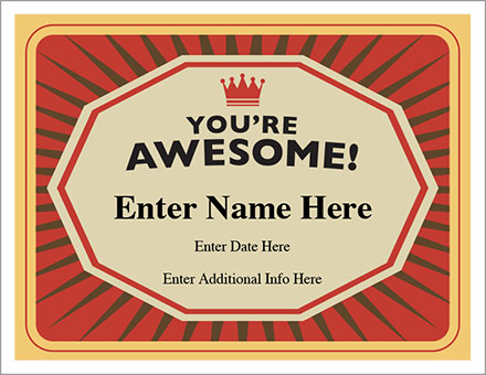 Editable, Printable, Certificates, Certificate of Awesomeness ...