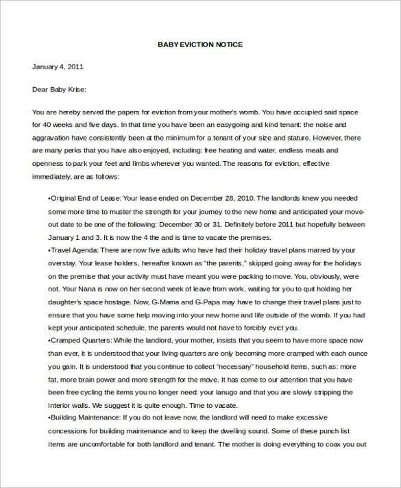 printable baby eviction notice