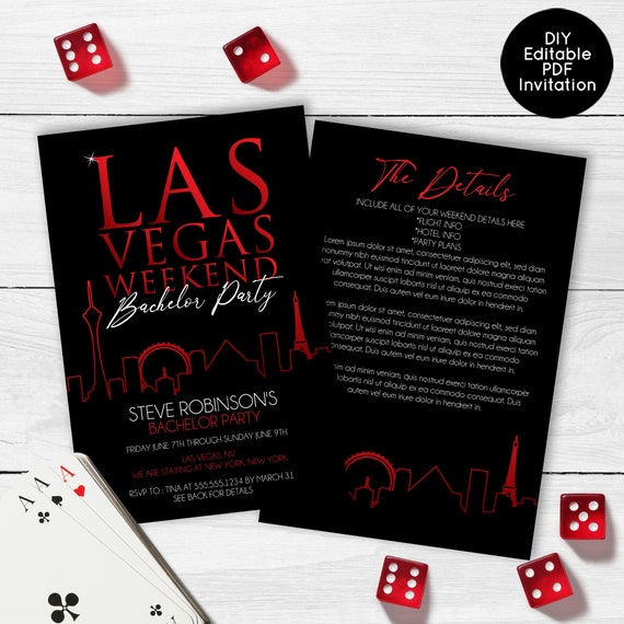 Red Las Vegas Weekend, Casino Bachelor Party Invitations ...