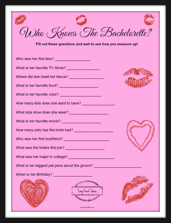 Who Knows the Bachelorette Game- Free Printable