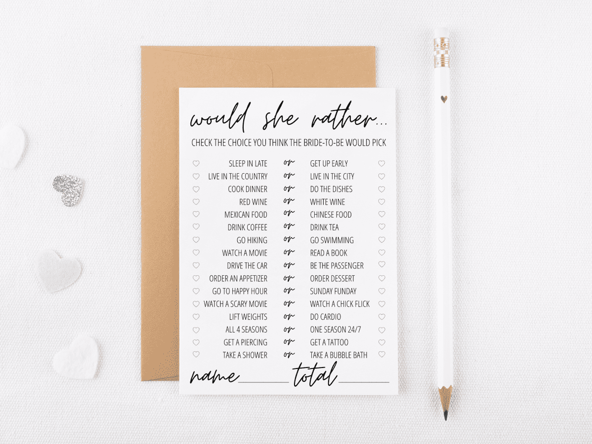 12 Free Printable Bridal Shower Games | Modern MOH