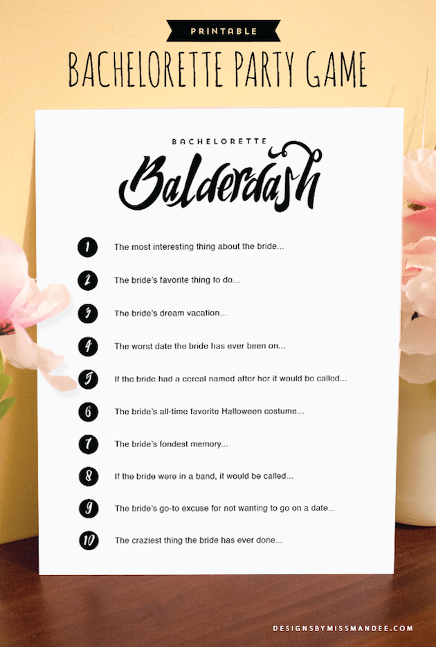 10 Bachelorette Party and Bridal Shower Games &  Free Printables