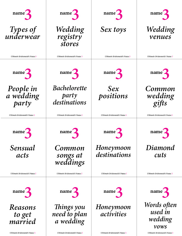 Printable Bachelorette Game: Name 3 | Ultimate Bridesmaid