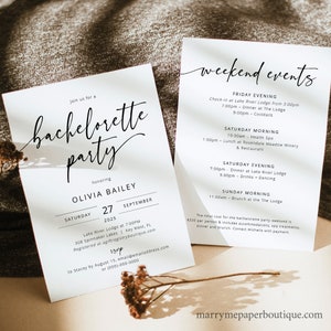 Bachelorette Party Invitation Template, Modern Calligraphy ...