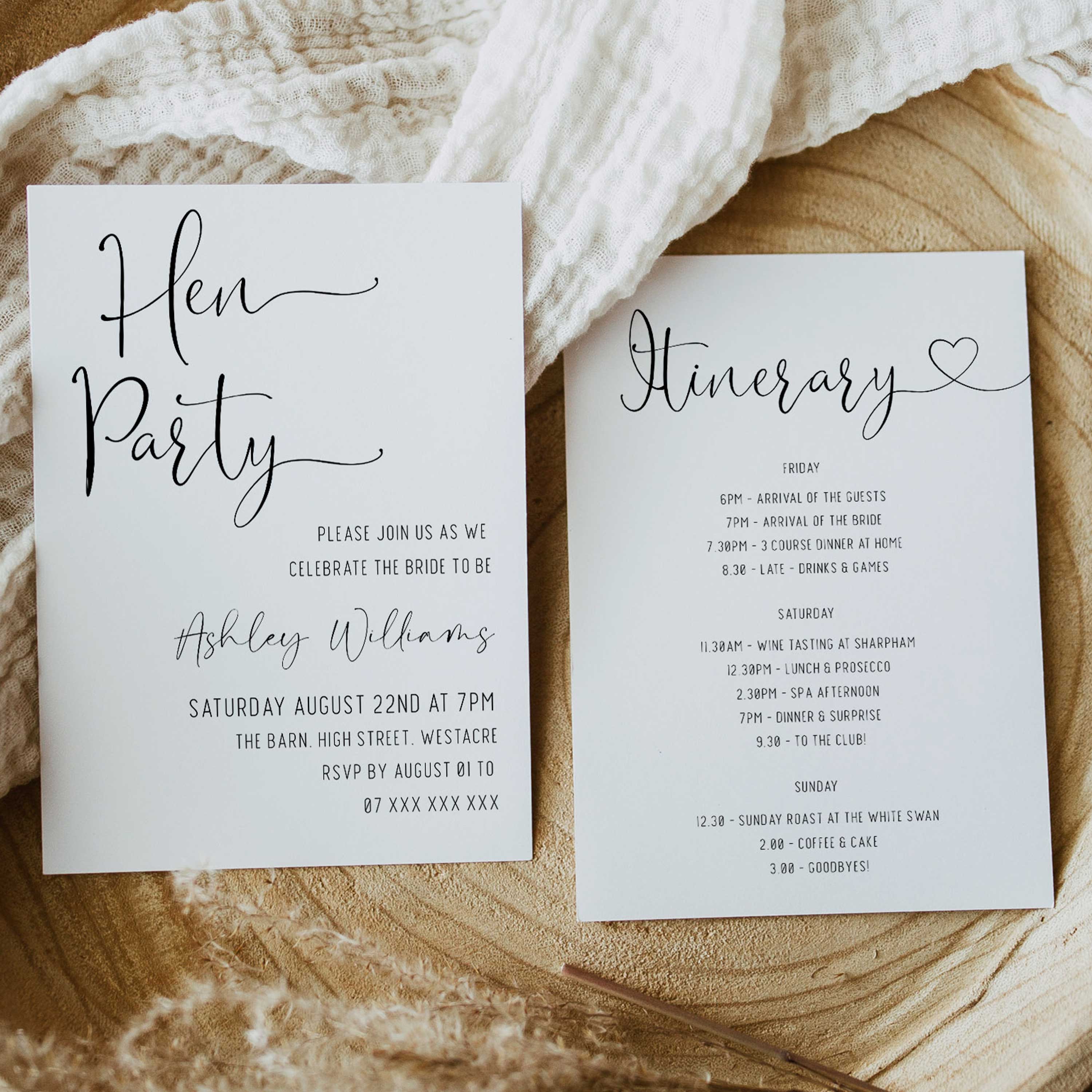 Minimalist Hen Party Editable Invite Template | Oh Happy ...