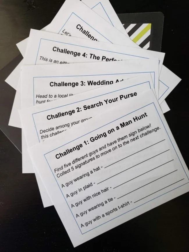 Free &  (Clean) Fun Bachelorette Scavenger Hunt Party Printable - A ...