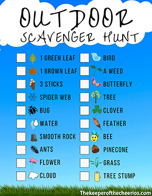 Backyard/Outdoor Scavenger Hunt Activity Sheet - The Keeper of the ...