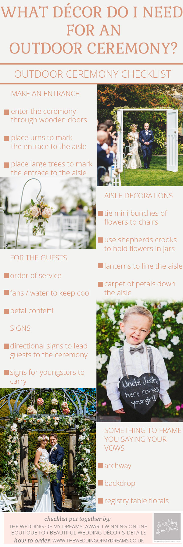 Outdoor Wedding Ceremony Decorations - Checklist