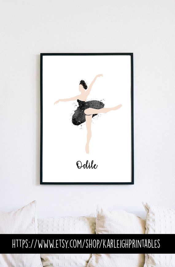 Swan Lake Odile Ballet Art Print, Minimalist Watercolour Ballerina ...