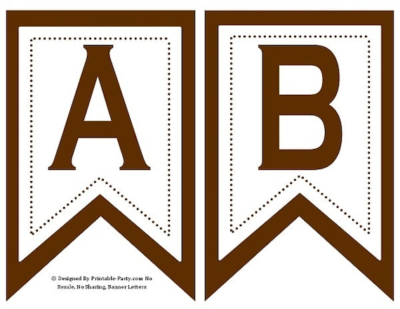 5x8 Inch Swallowtail Brown Printable Banner Letters  