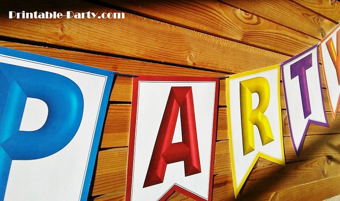 Large Swallowtail Printable Banner Letters A-Z with Numbers