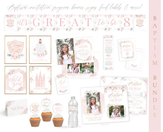 LDS Baptism Kit LDS Baptism Invitation Girl Baptism Girl Editable ...