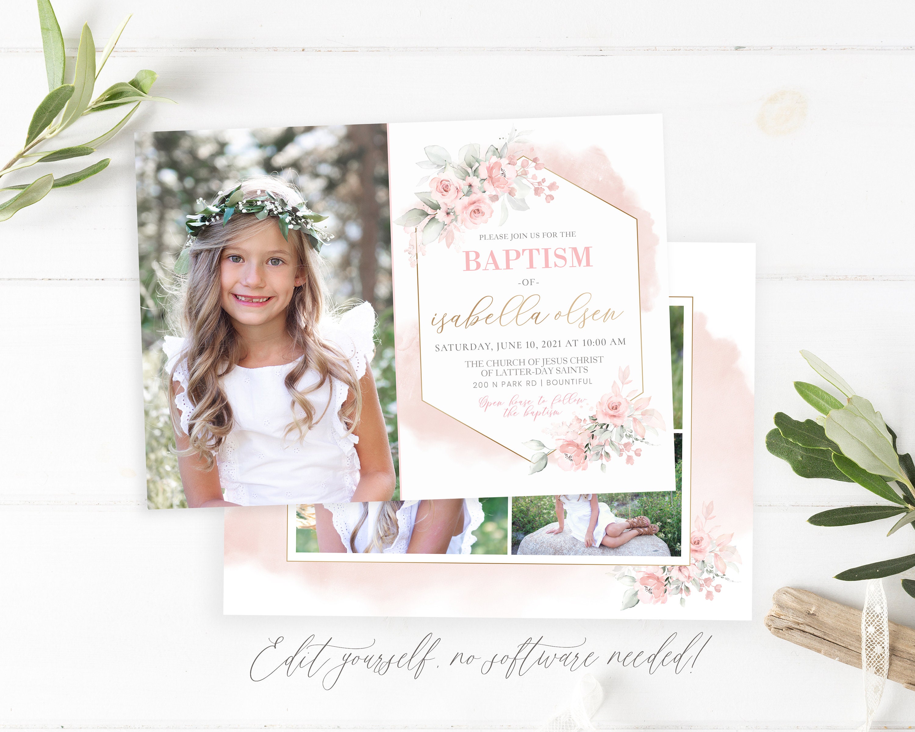 LDS Baptism Kit | LDS Baptism Invitation Girl | Baptism Girl ...