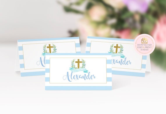 INSTANT DOWNLOAD Editable Baptism Place Cards First Communion ...