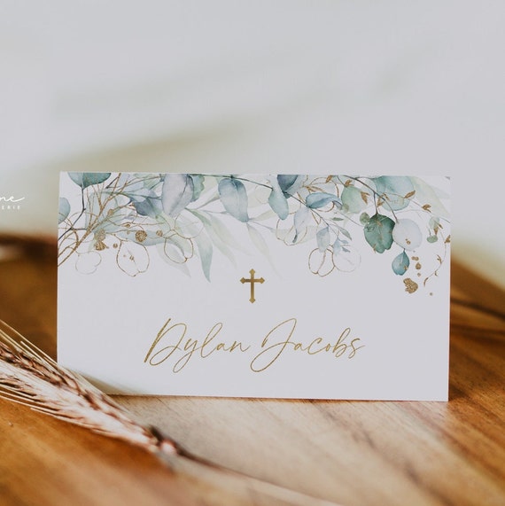 Baptism Place Card Template, Printable Place Cards, Baptism Place ...