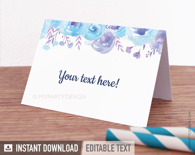 Floral Baptism Food Labels, Printable PDF - My Party Design