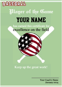 Baseball Certificate Templates