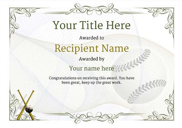 Use free Baseball certificate templates - by awardbox