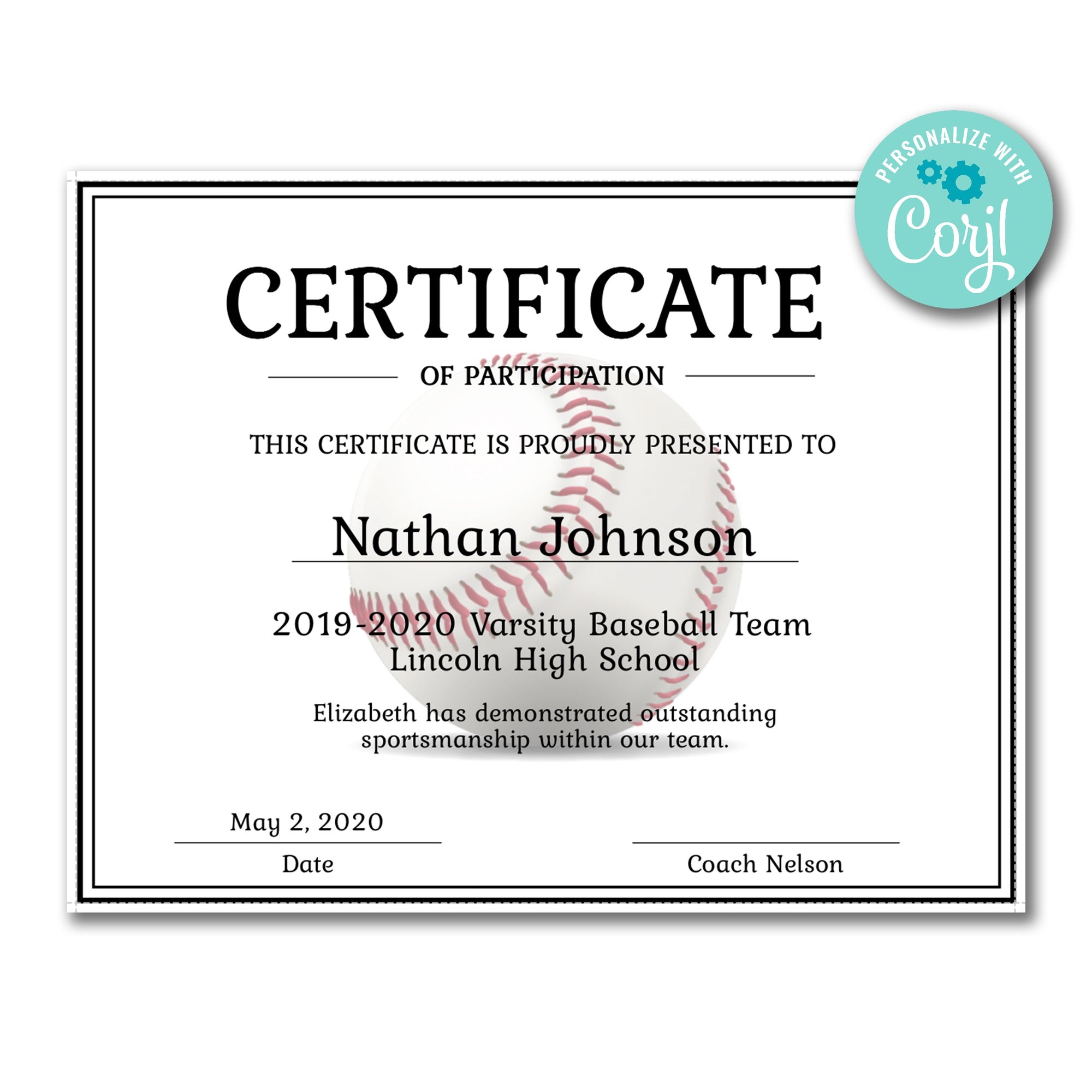 Editable Baseball Certificate Template - Printable Youth Baseball ...