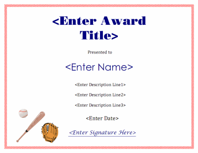 printable baseball certificates templates