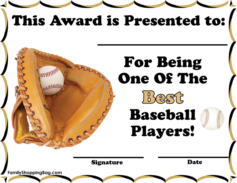 Baseball Certificate
