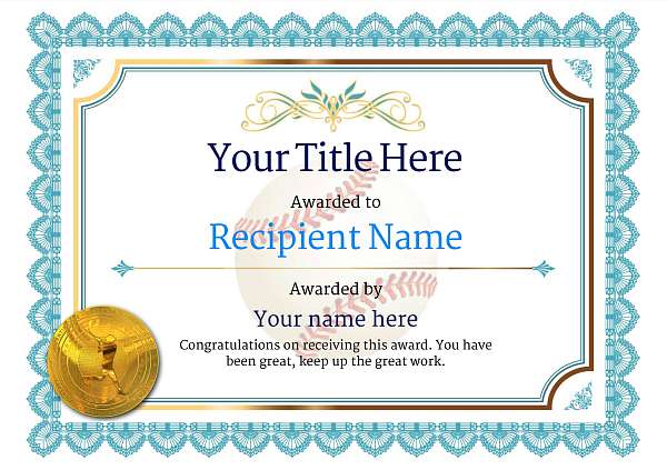 printable baseball certificates templates