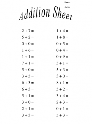 printable basic addition worksheet