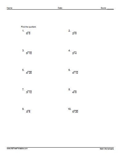 Basic Division Worksheets - Free Printable