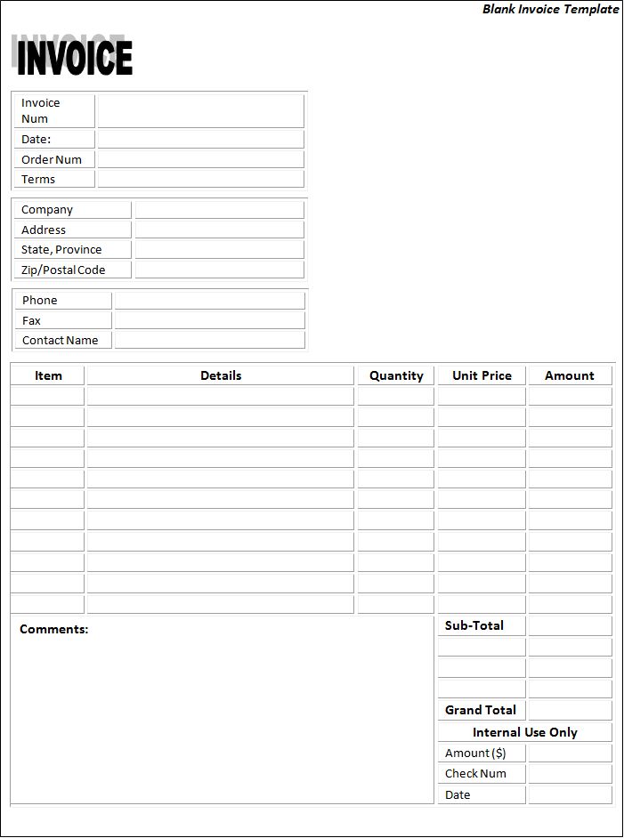 Blank Invoice Template | Free Word Templates
