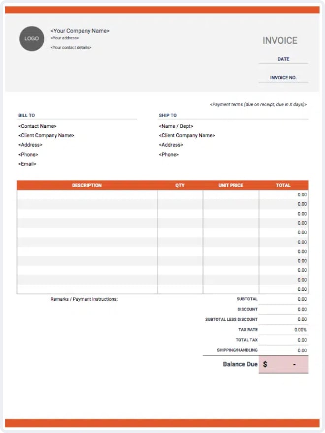 Downloadable Free Invoice Templates