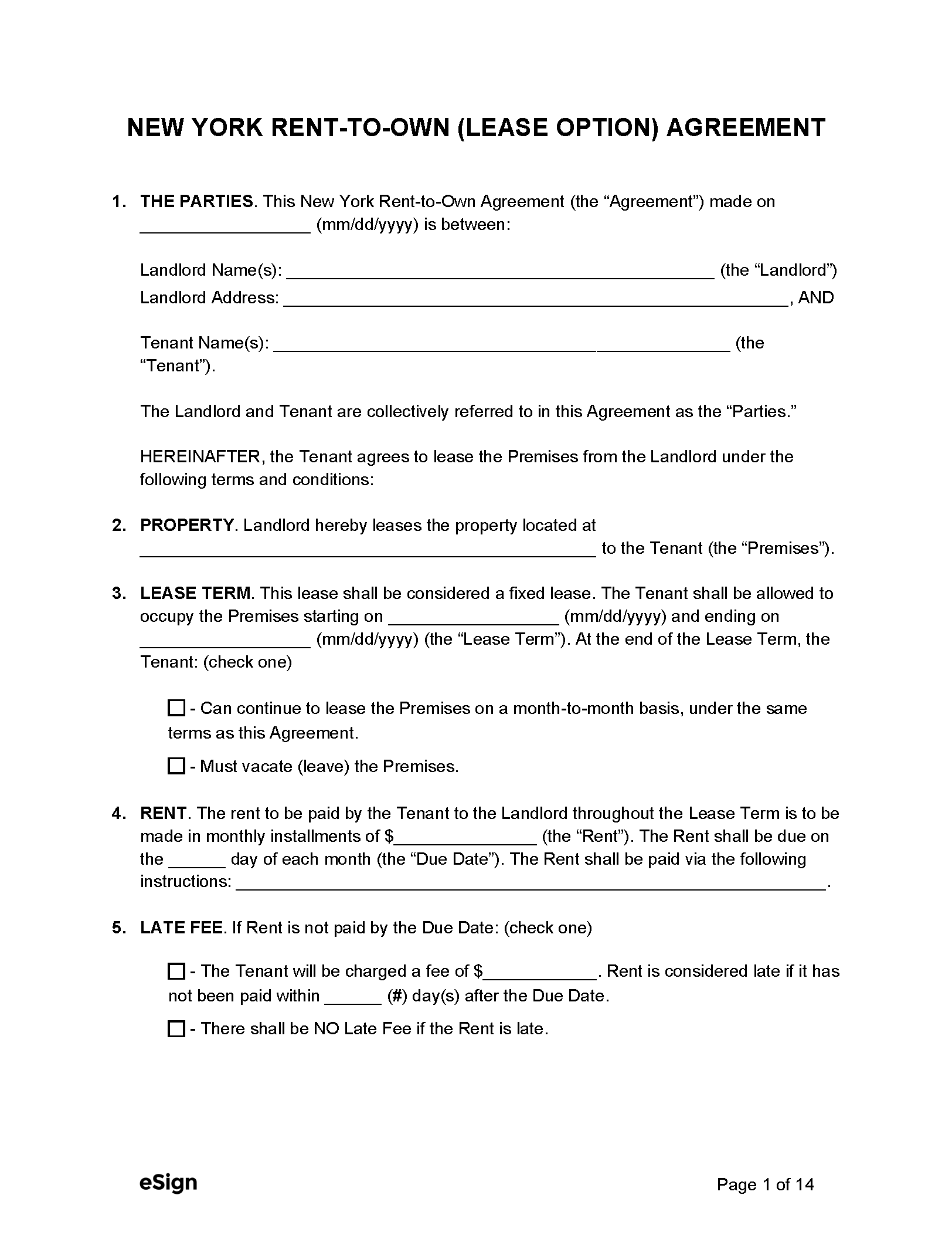 printable basic rental agreement or residential lease