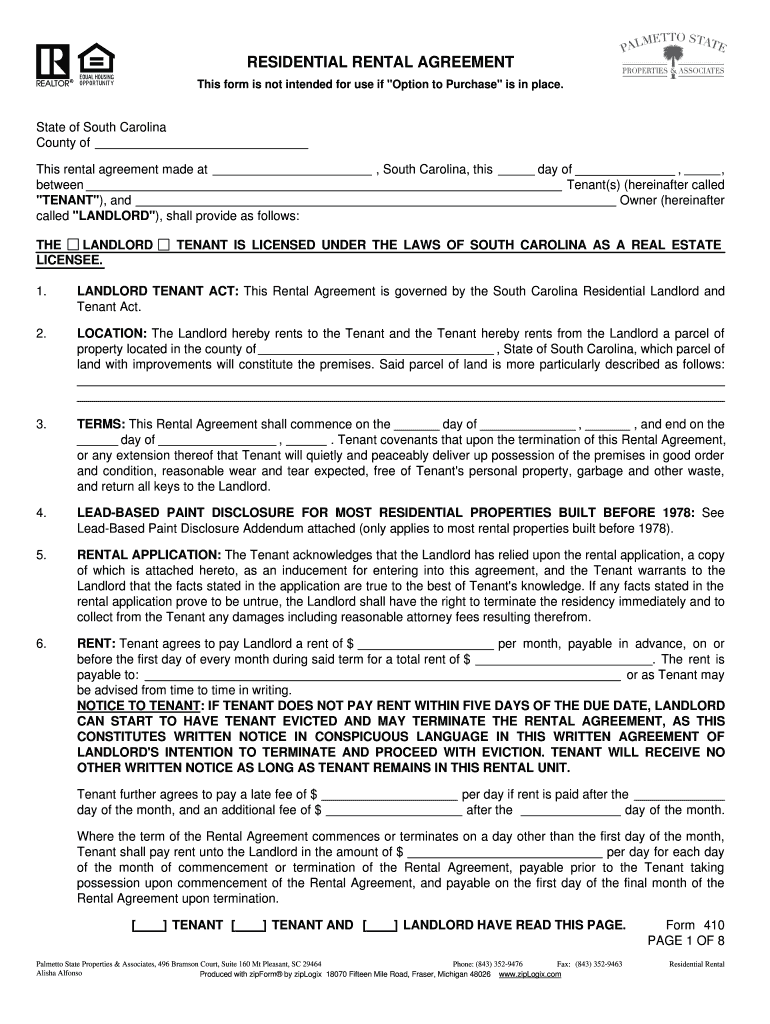 printable basic rental agreement or residential lease