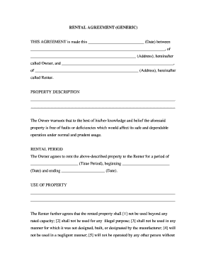 Rental Agreement (Generic) - Fill and Sign Printable Template Online