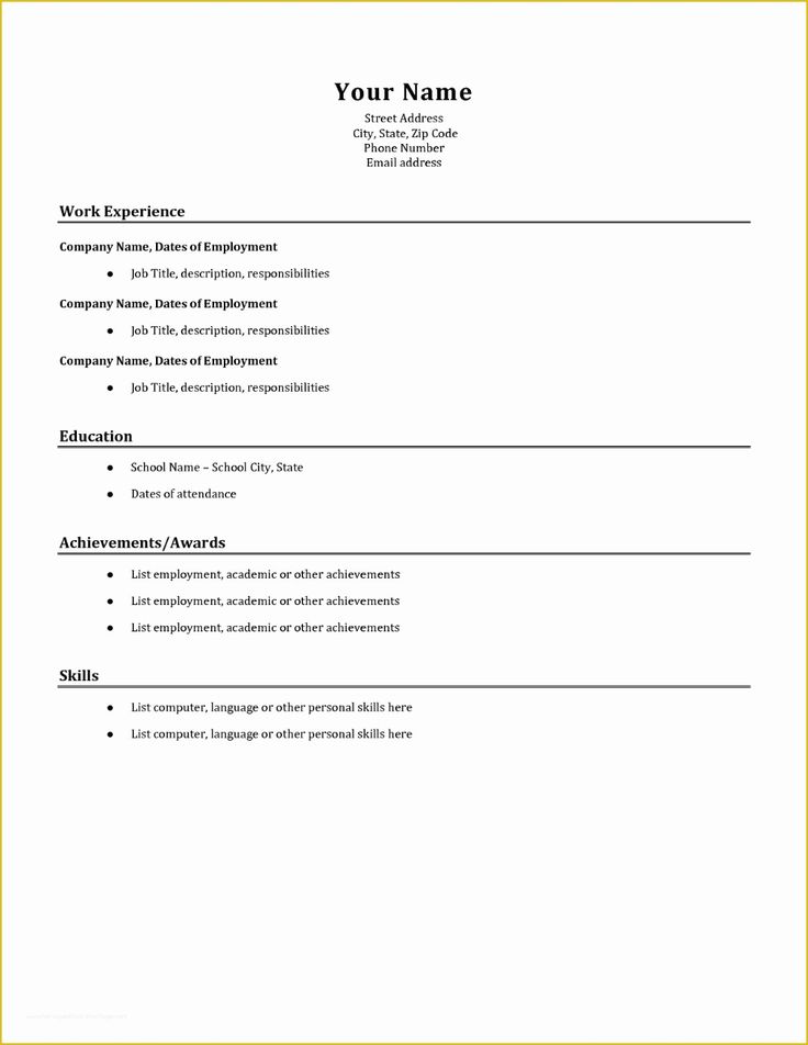 free simple resume templates of Sample Basic Resume - TEMPLATES ...