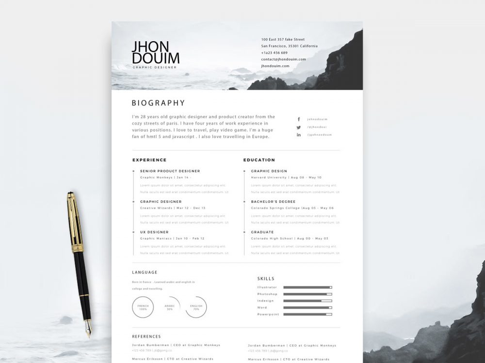 Free Printable Resume Template Photoshop in 2024 - ResumeKraft