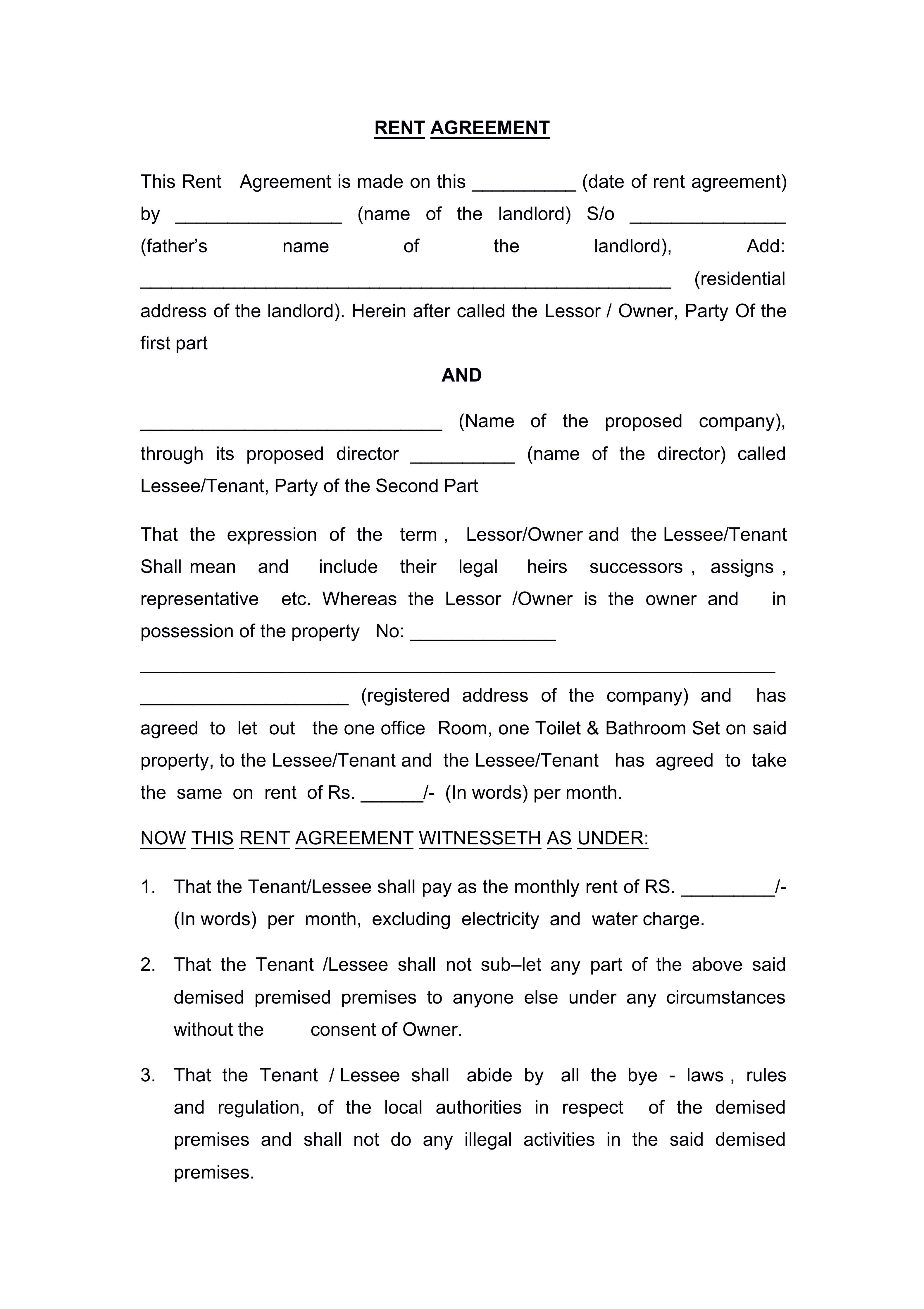 WORD of Format Rent Agreement.doc | WPS Free Templates