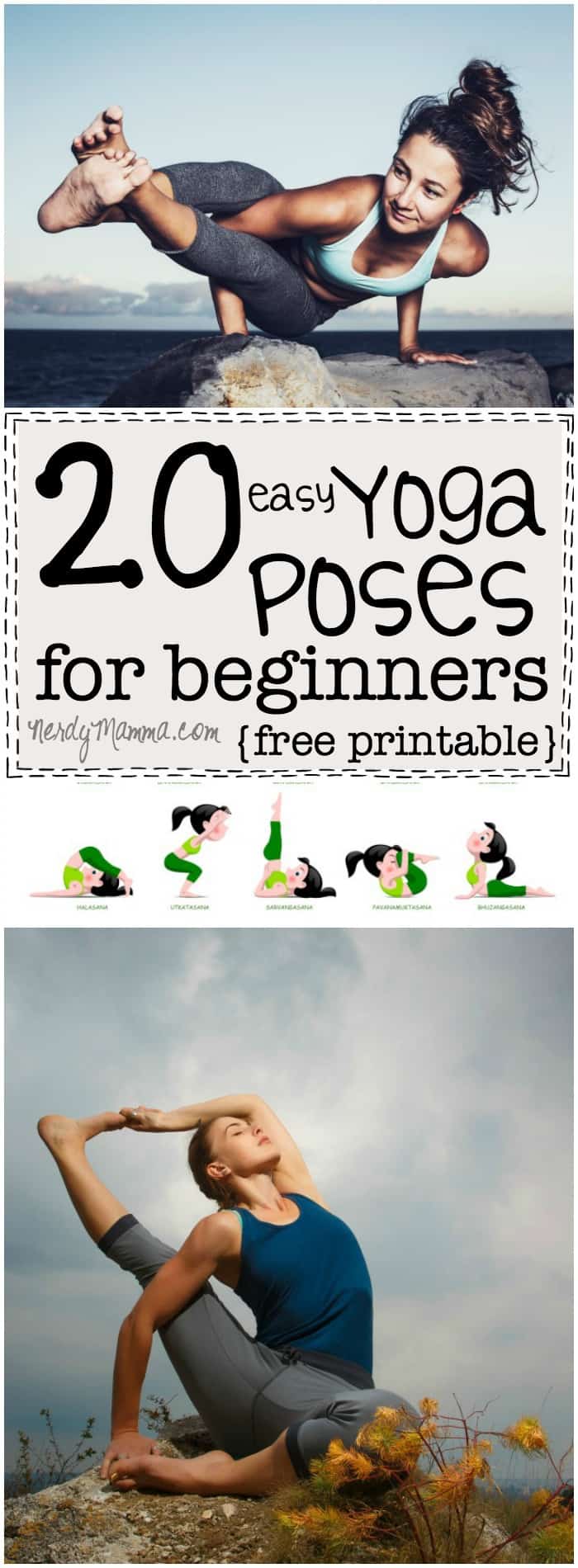 20 Easy Yoga Poses for Beginners with a Free Printable - Nerdy Mamma
