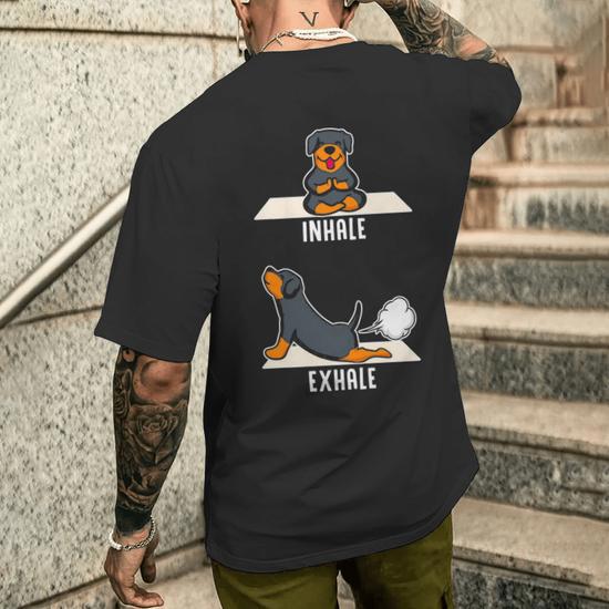 Rottweiler Puppy Yoga Poses Asanas For Yoga Mens T-shirt Back ...