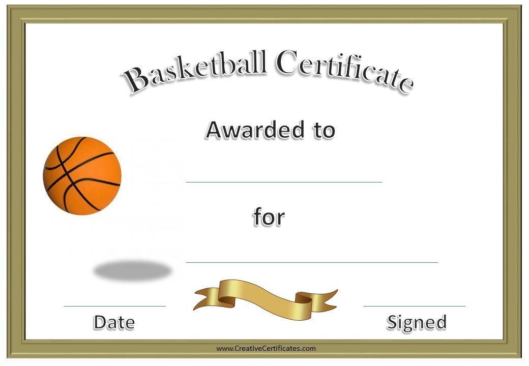 Free Editable &  Printable Basketball Certificate Templates